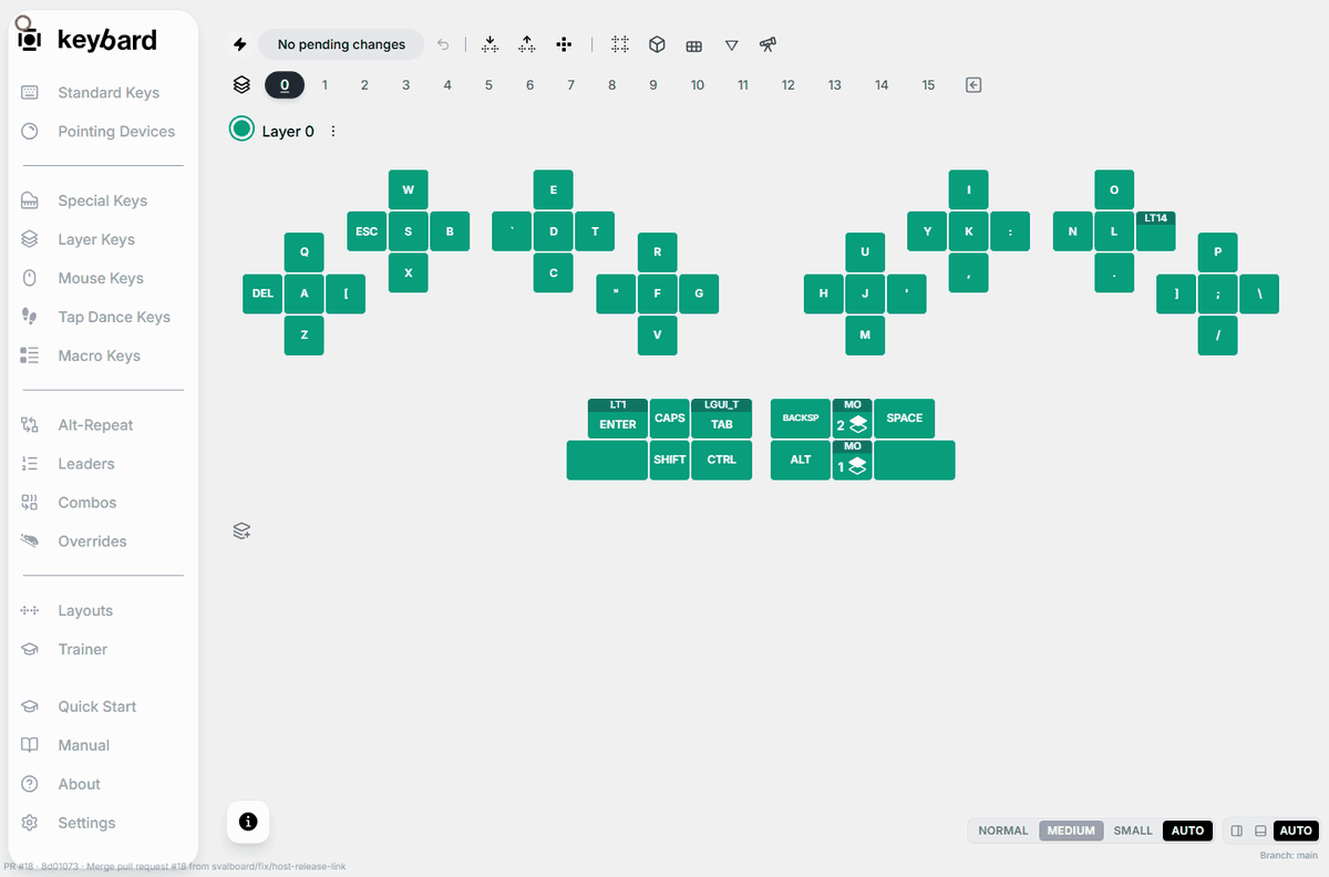 A new automatic backup appears after an edit: actual Keybard workflow