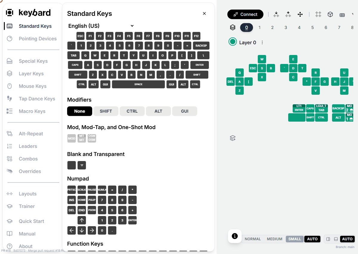 Drag A onto the Q position: completed action in the actual Keybard interface