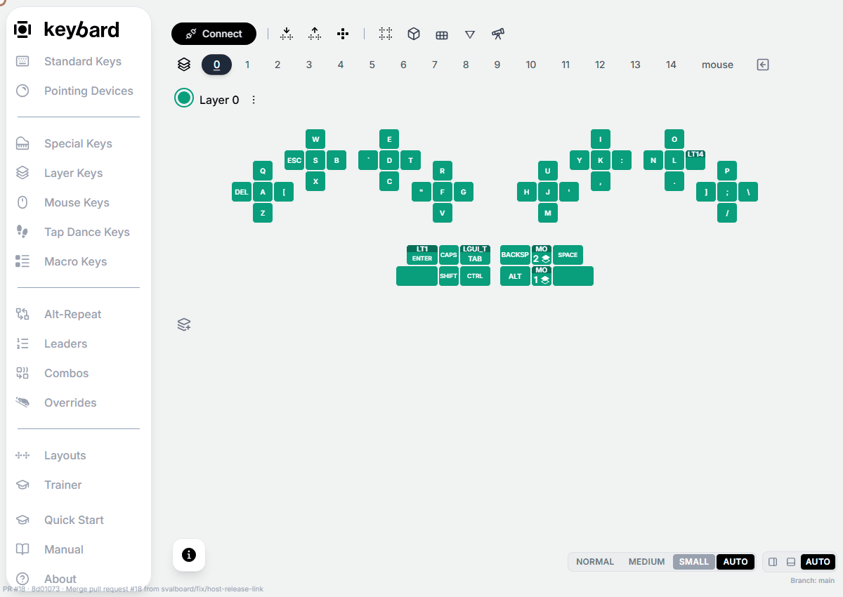 Export a backup: completed action in the actual Keybard interface