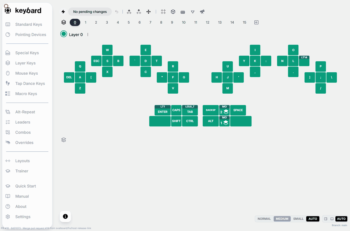 Adjust one pointer setting: actual Keybard workflow